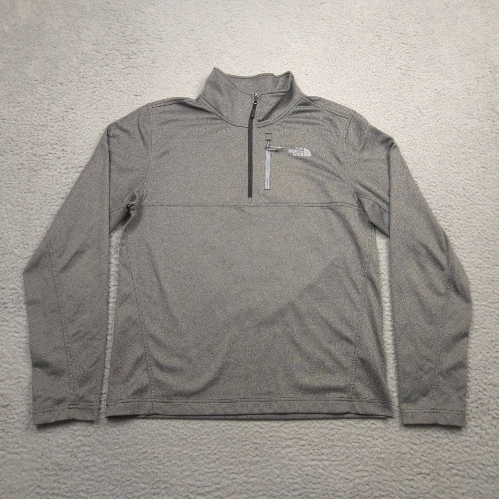 The North Face Mens M 100WT Cinder 1/4 Zip‎ Pullover Gray Chest Pocket